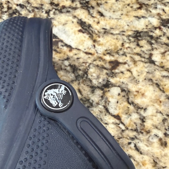 CROCS Navy Clogs with Colorful Vehicle Charms - Picture 6 of 13